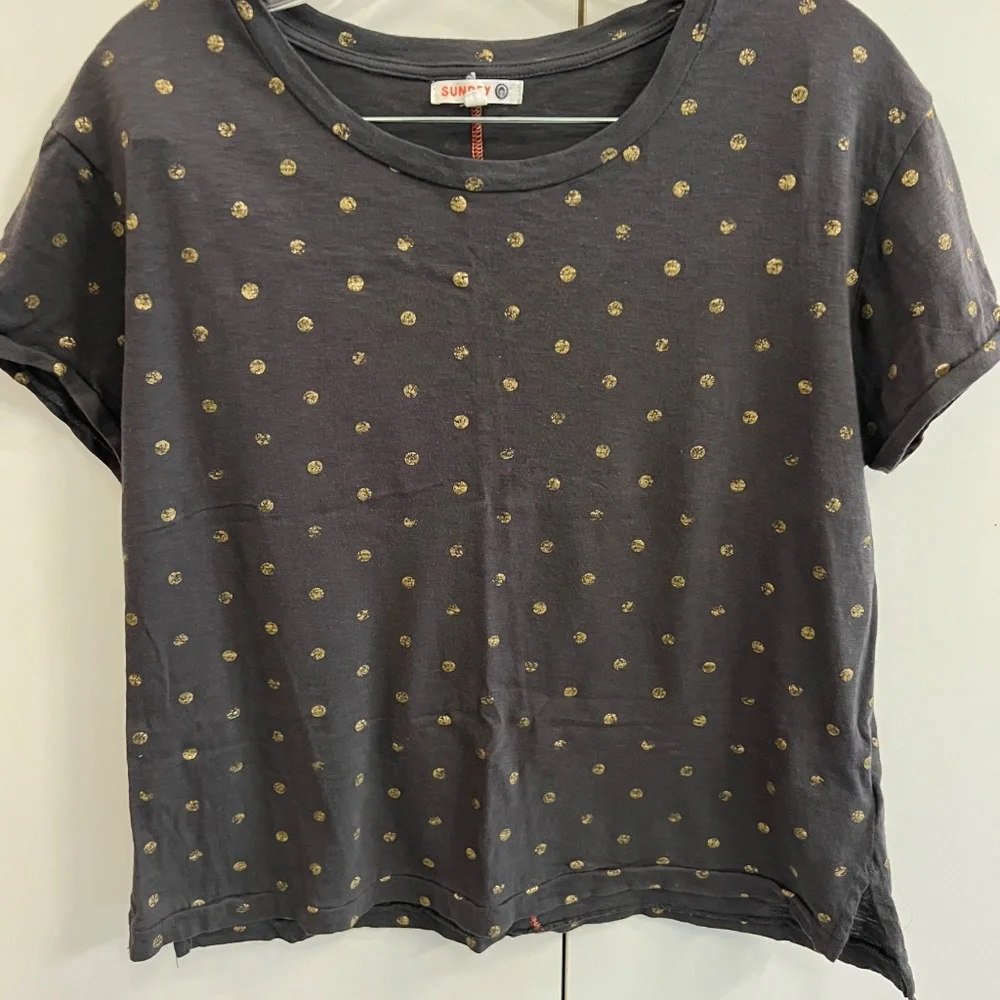 Sundry- Women's Black Tee with Golden Polka Dots-  Size 0 (XS) - Picture 6 of 6